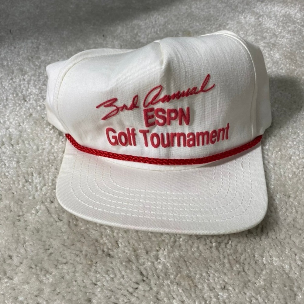 VTG Splinter ESPN Hat Mens 3rd Golf Tournament Rope Hat White Snapback USA